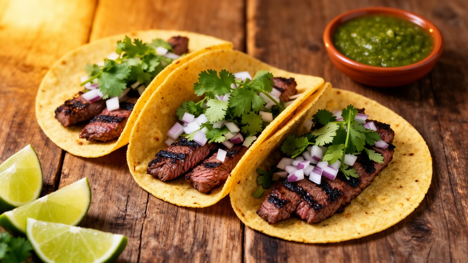 Tacos al carbón on homemade tortillas
